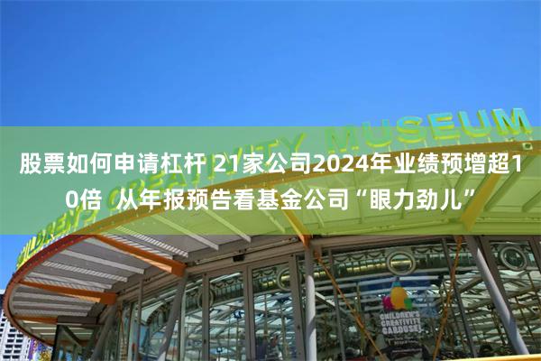 股票如何申请杠杆 21家公司2024年业绩预增超10倍  从年报预告看基金公司“眼力劲儿”