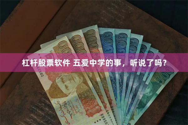 杠杆股票软件 五爱中学的事，听说了吗？